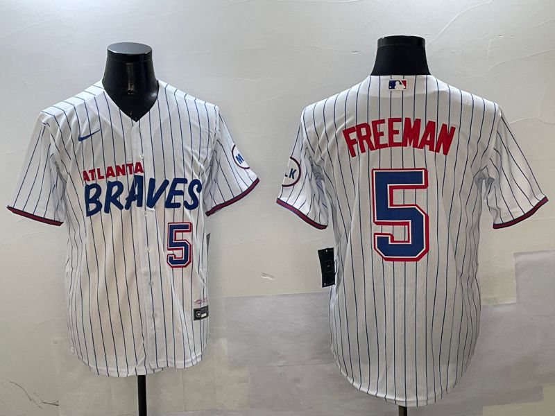Men Atlanta Braves #5 Freeman White Stripe Fashion Game 2025 Nike MLB Jersey style 3->atlanta braves->MLB Jersey